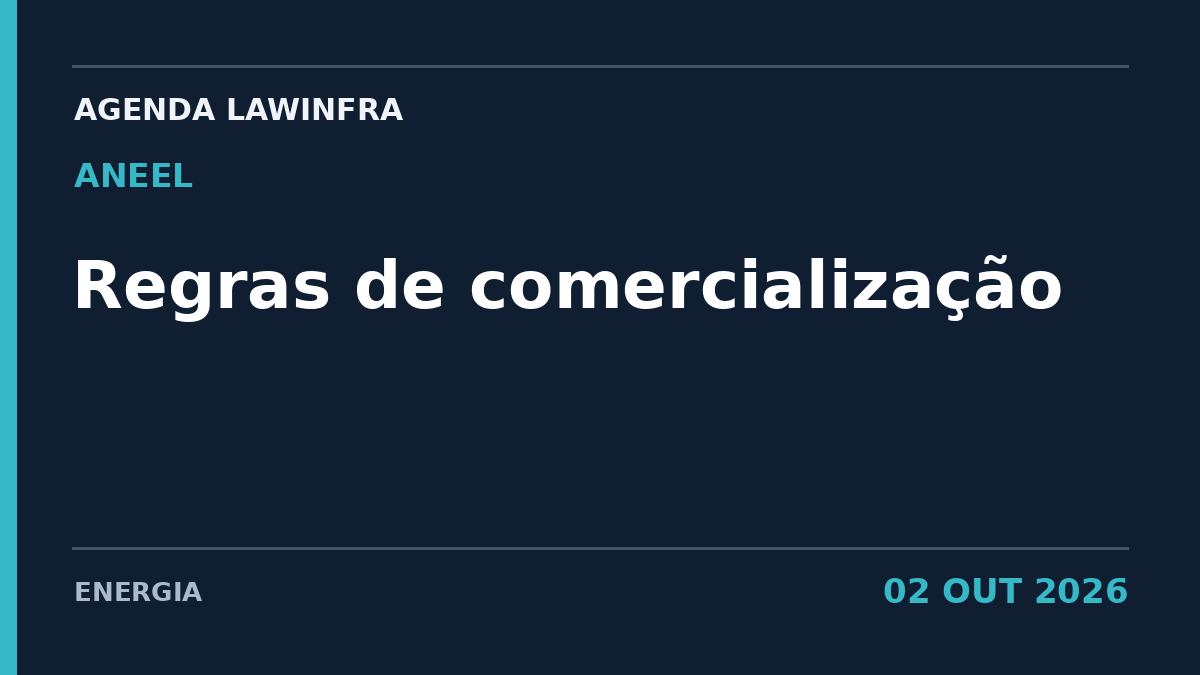 Arte editorial LAWINFRA: ANEEL: regras de comercialização de energia para 2027