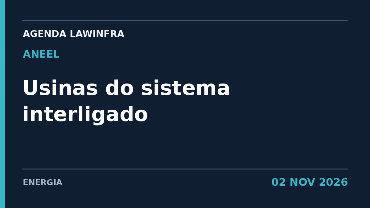 Arte editorial LAWINFRA: ANEEL: classificação operacional de usinas do SIN