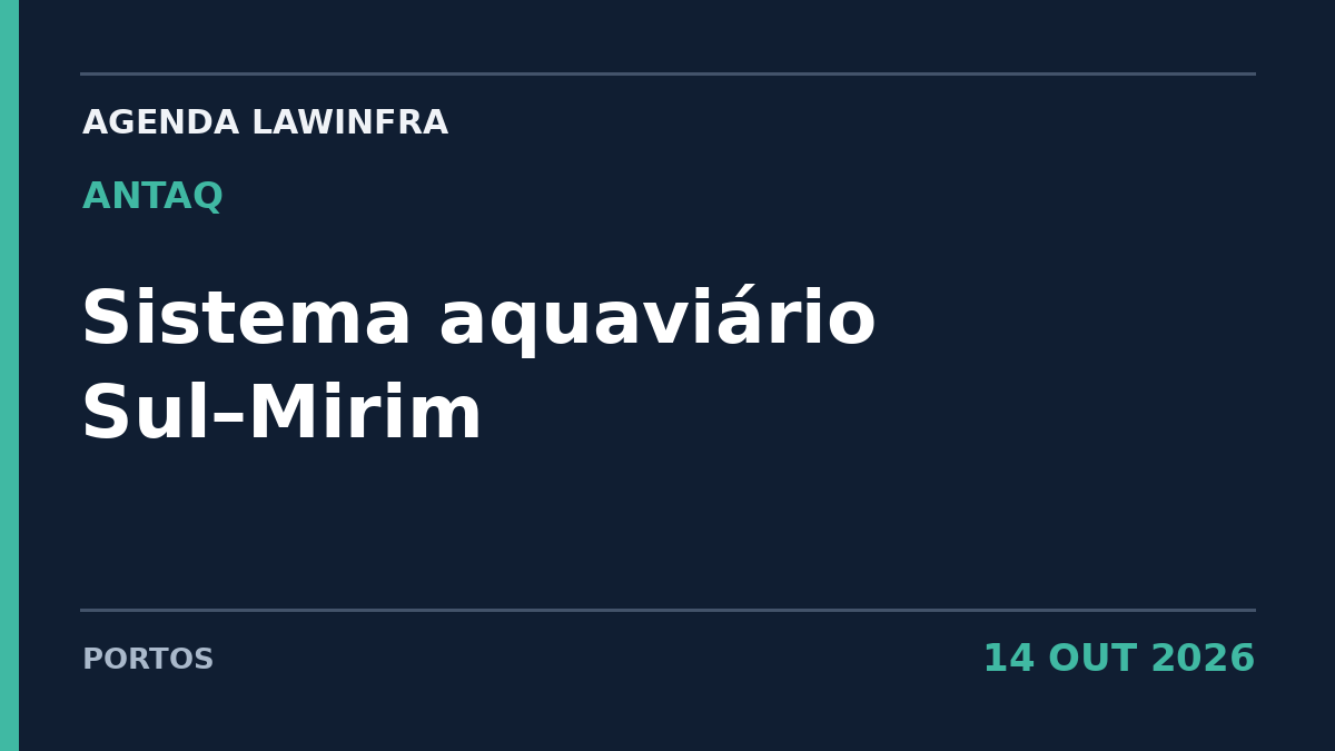Arte editorial LAWINFRA: ANTAQ: concessão do sistema aquaviário Sul–Mirim