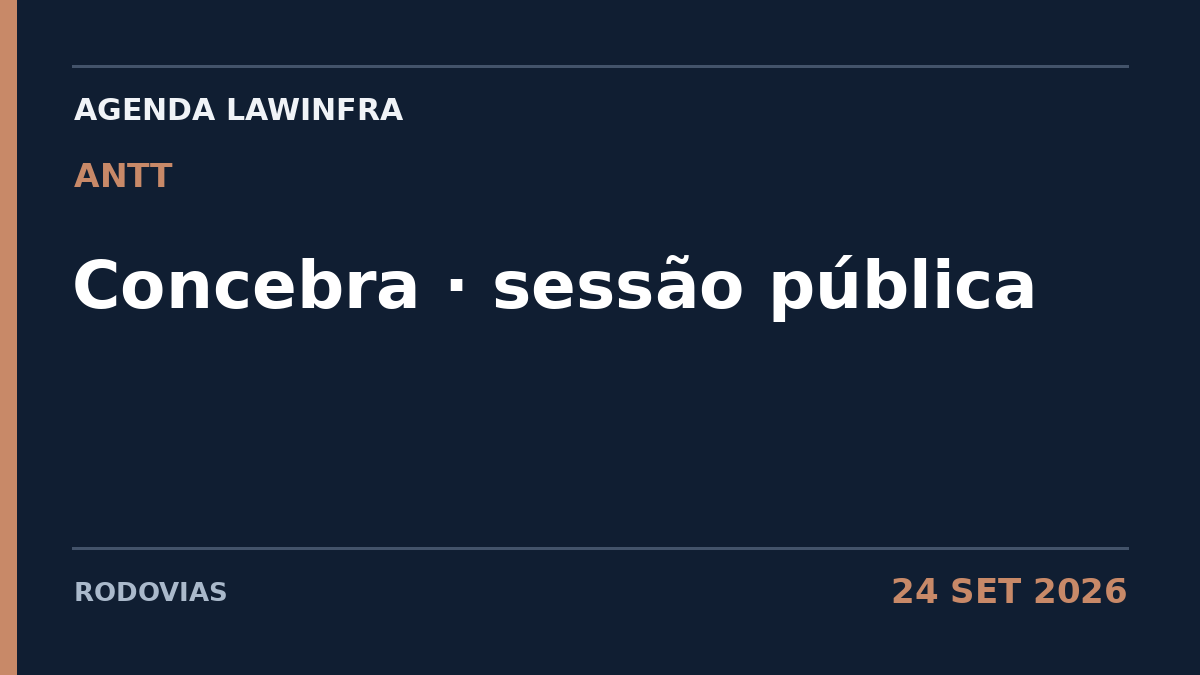 Arte editorial LAWINFRA: Concebra: sessão pública sobre concessão da Rota do Pequi
