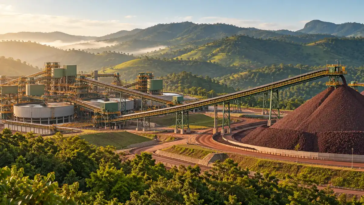 Ilustração conceitual de instalações de processamento mineral