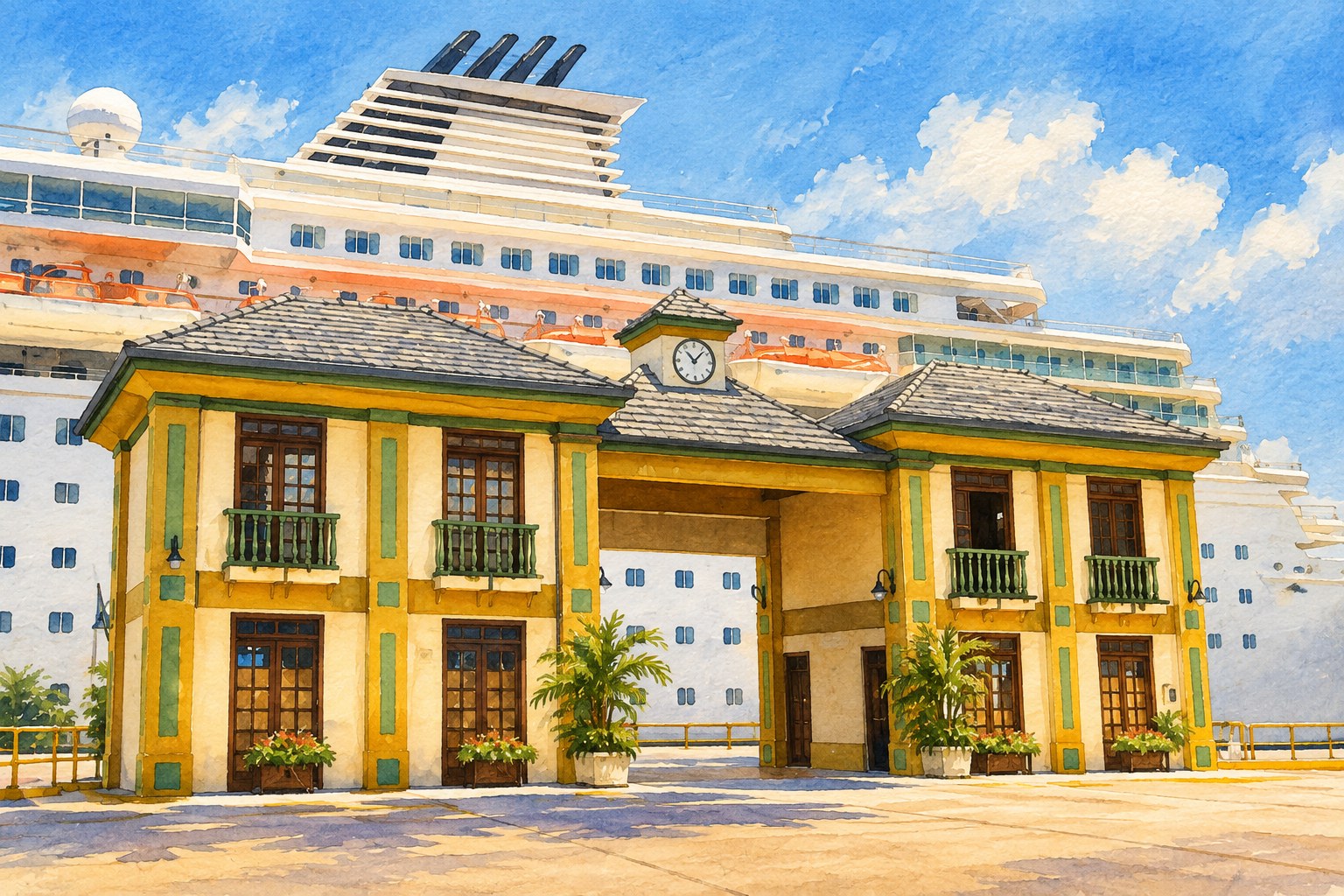 Ilustração artística inspirada em fotografia do Porto de Itajaí