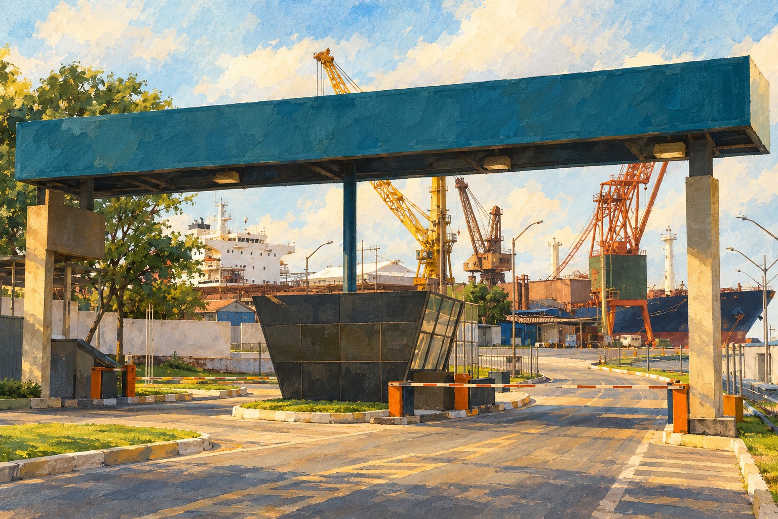 Ilustração artística inspirada em fotografia do Porto de Itaqui