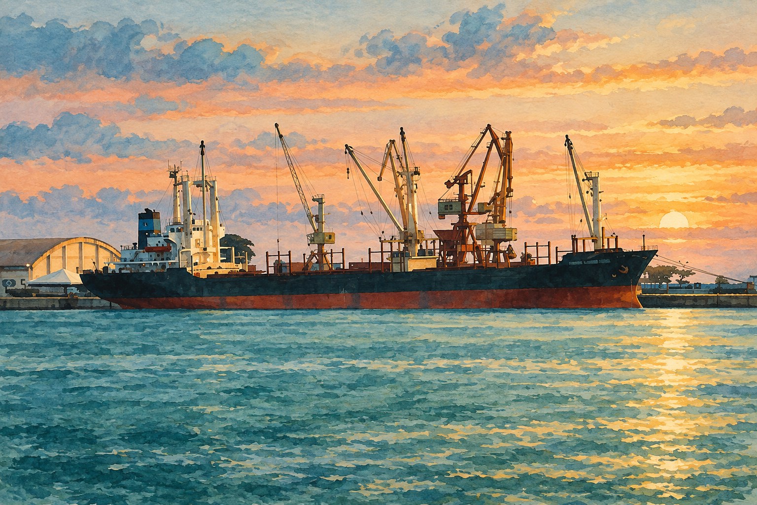 Ilustração artística inspirada em fotografia do Porto de Maceió