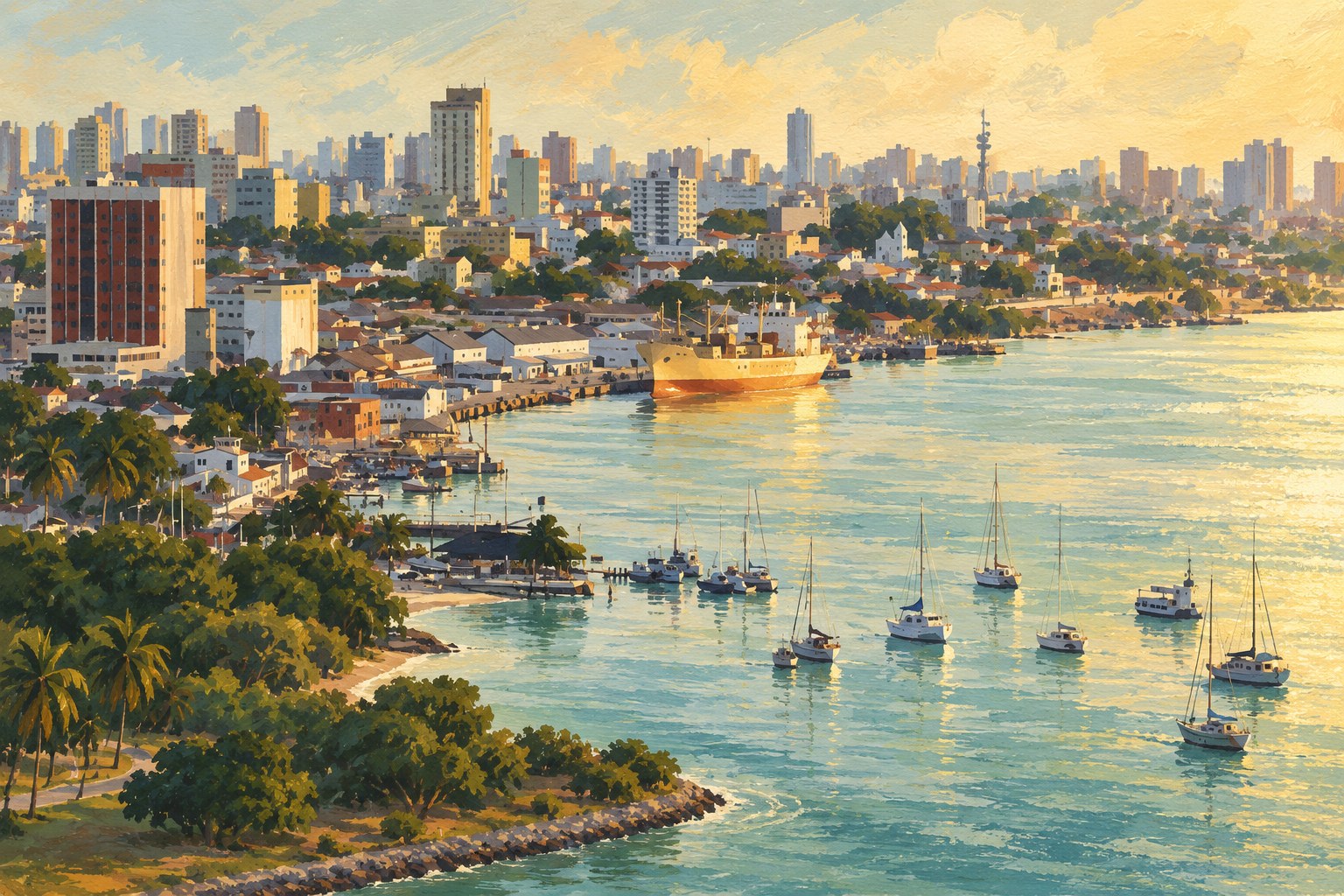 Ilustração artística inspirada em fotografia do Porto de Natal
