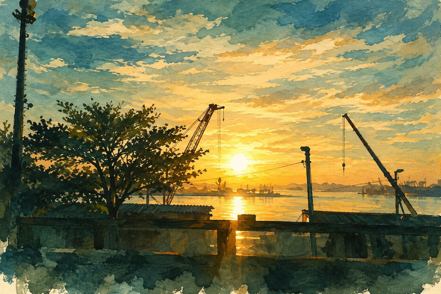 Ilustração artística inspirada em fotografia do Porto de Rio de Janeiro